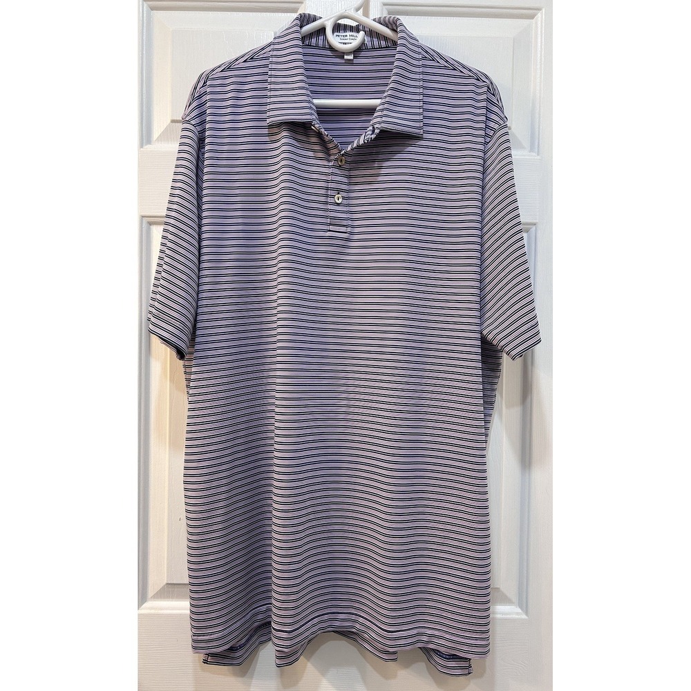 Peter Millar Summer Comfort Polo Men Size XXL Pink Striped Stretch Golf Resort